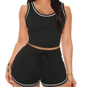 Two Piece Outfits for Women Summer Bodycon Athletic Shorts Sets